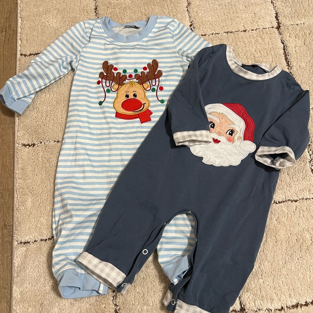 Festive Kids One Piece Set - Reindeer and Santa Design